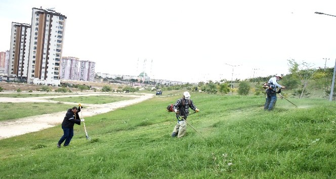 Toroslar’da yeşil alanlara bakım yapılıyor