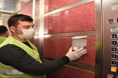 Asansörlere dezenfektan ünitesi yerleştirildi