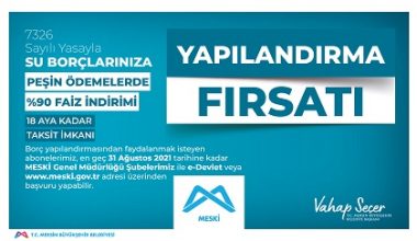 MESKİ, SU FATURASI BORÇLARINI YAPILANDIRIYOR