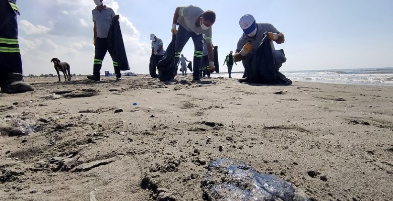 Adanalıoğlu Sahiline Vuran Petrol Atıkları Temizlendi